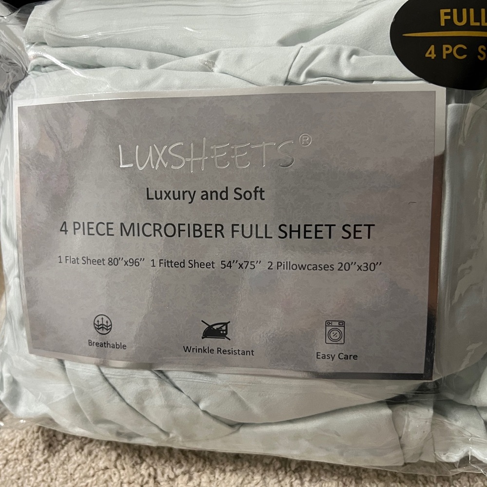 Luxury and Soft 4 Piece Microfiber Full Sheet Set - Gray